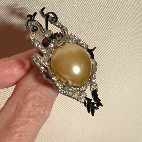 Vintage antique art deco 1920 1930 spider bug pearl dress clip brooch victorian - Picture 8 of 13
